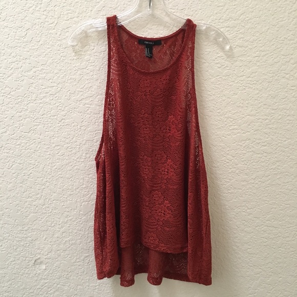 Forever 21 Tops - ⚡️2for$20⚡️Burnt orange floral lace tank top
